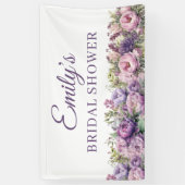 パープルピンクフローラブライダルシャワー 横断幕 (縦)
