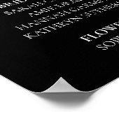 パープルピンクフローラブラックウェディングパーティー ポスター (角)