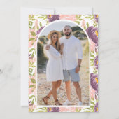 パープルピンクフローラメイスンジャール写真ブライダルシャワー 招待状 (裏面)