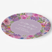 パープルピンクフローラリトル開花ベビーシャワー ペーパープレート (アングル)