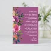 パープルピンクフローラ女子誕生日 サンキューカード (スタンド正面)