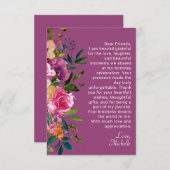パープルピンクフローラ女子誕生日 サンキューカード (正面/裏面)