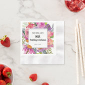 パープルピンクフローラ女子90誕生日 縁ありカクテルナプキン (インサイチュ)