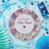 パープルピンクフローラ小さな女の子ベビーシャワー ペーパープレート (パーティー)