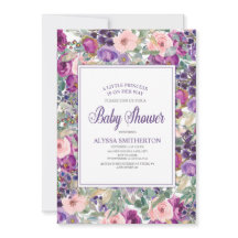 パープルピンクフローラ小さな女の子ベビーシャワー