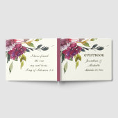 パープルピンクフローラ水彩聖書聖句結婚の ゲストブック (全面)