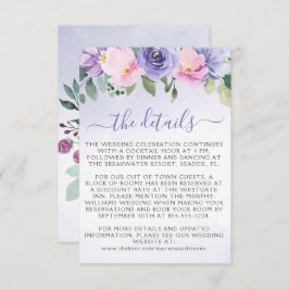 パープルピンクフローラ結婚ズ エンクロージャーカード