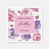 パープルピンクフローラ結婚ズ スタンダードカクテルナプキン (正面)