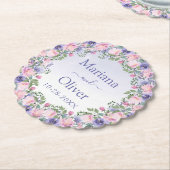 パープルピンクフローラ結婚ズ ペーパーコースター (アングル)