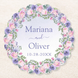パープルピンクフローラ結婚ズ ペーパーコースター
