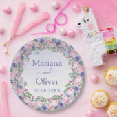 パープルピンクフローラ結婚ズ ペーパープレート (パーティー)