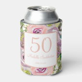 パープルピンクフローラ金ゴールドグリッター50誕生日 缶クーラー (缶正面)