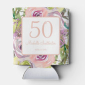 パープルピンクフローラ金ゴールドグリッター50誕生日 缶クーラー (裏面)