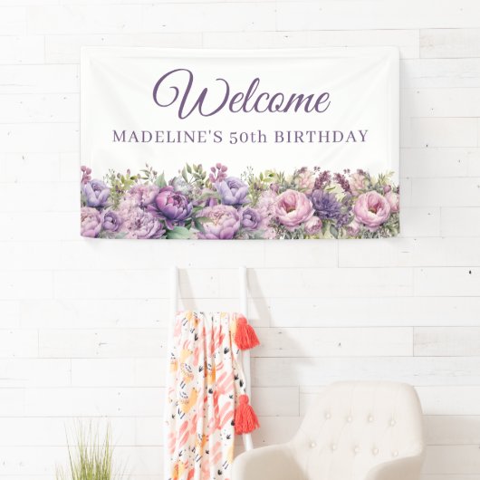 パープルピンクフローラ50th誕生日へようこそ 横断幕 (インサイチュ)