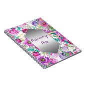 パープルピンクブライトカラフルシックモダンフローラ ノートブック (右側)