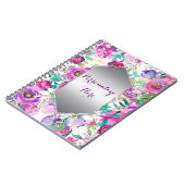 パープルピンクブライトカラフルシックモダンフローラ ノートブック (左側)