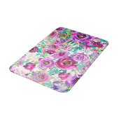 パープルピンクブライトカラフルシックモダンフローラ バスマット (アングル)