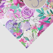 パープルピンクブライトフローラモノグラムレターイニシャル 薄葉紙 (詳細)