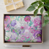 パープルピンクブライトフローラモノグラムレターイニシャル 薄葉紙 (ギフト)