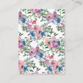 パープルピンクブルーウォーターフローラ結婚ズゲスト プレイスカード (裏面)