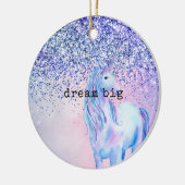 パープルピンクブルーグラデーショングリッターユニコーン セラミックオーナメント (左)