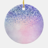 パープルピンクブルーグラデーショングリッターユニコーン セラミックオーナメント (裏面)