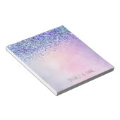 パープルピンクブルーグラデーショングリッター ノートパッド (アングル)