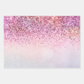 パープルピンクブルーグラデーショングリッター ラッピングペーパーシート (正面3)