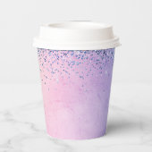パープルピンクブルーグラデーショングリッター 紙コップ (裏面)