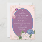 パープルピンクブルーチノワジェリーペオニータッセル結婚ズ 招待状 (正面)