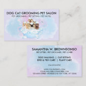 パープルピンクブルードッグズキャッツシャワーペットトリマー 名刺 (正面/裏面)