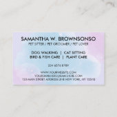 パープルピンクブルードッグズキャッツシャワーペットトリマー 名刺 (裏面)