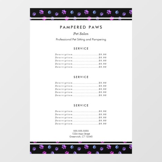 パープルピンクブループロフェッショナルペットサロンサービス ウィンドウサイン (シート)