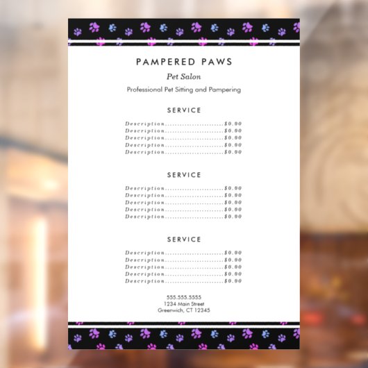 パープルピンクブループロフェッショナルペットサロンサービス ウィンドウサイン (シート2)