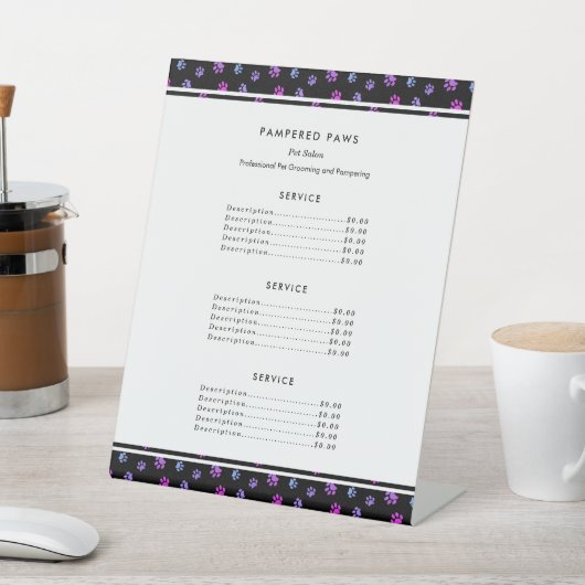 パープルピンクブループロフェッショナルペットサロンサービス 台座サイン (インサイチュ)