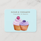 パープルピンクブルーベーカリーカップケーキ 名刺 (正面)