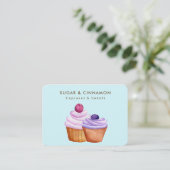パープルピンクブルーベーカリーカップケーキ 名刺 (スタンド正面)