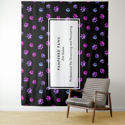 パープルピンクブルーポープリントズプロフェッショナルペットサロン タペストリー (インサイチュ)