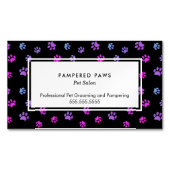 パープルピンクブルーポープリントズプロフェッショナルペットサロン マグネット名刺 (正面)