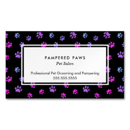 パープルピンクブルーポープリントズプロフェッショナルペットサロン マグネット名刺