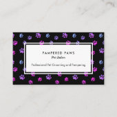 パープルピンクブルーポープリントズプロフェッショナルペットサロン 名刺 (正面)