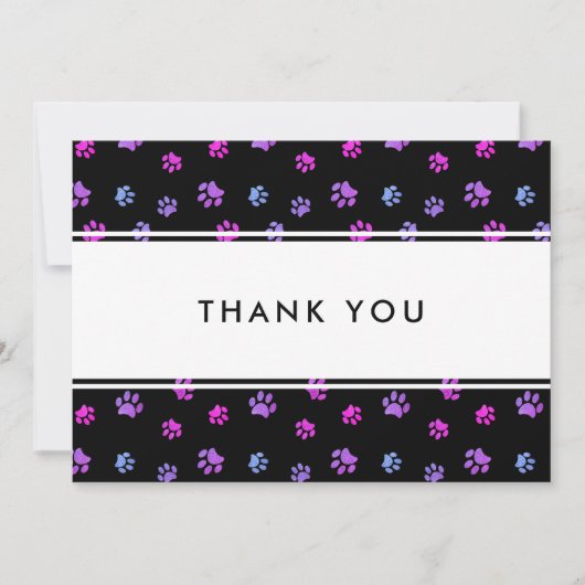 パープルピンクブルーポープリントペットビジネスありがとう カード (正面)