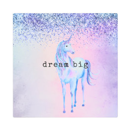 パープルピンクブルーユニコーングラデーショングリッター メタルプリント