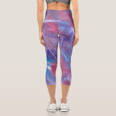 パープルピンクブルー抽象芸術ハイウェイストキャプリス カプリレギンス (裏面)