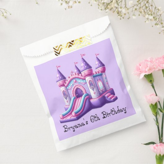 パープルピンクプリンセスキャッスルバウンスハウスパーティー フェイバーバッグ (封をした状態)
