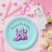 パープルピンクプリンセスキャッスルバウンスハウスパーティー ペーパープレート (パーティー)