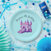 パープルピンクプリンセス城バウンスハウスパーティー ペーパープレート (パーティー)