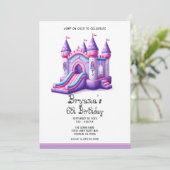 パープルピンクプリンセス城バウンスハウスパーティー 招待状 (スタンド正面)