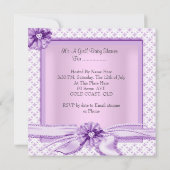 パープルピンクベビーシャワーガールフローラ 招待状 (裏面)