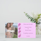 パープルピンクペイズリー写真の日付を保存 セーブザデート (スタンド正面)